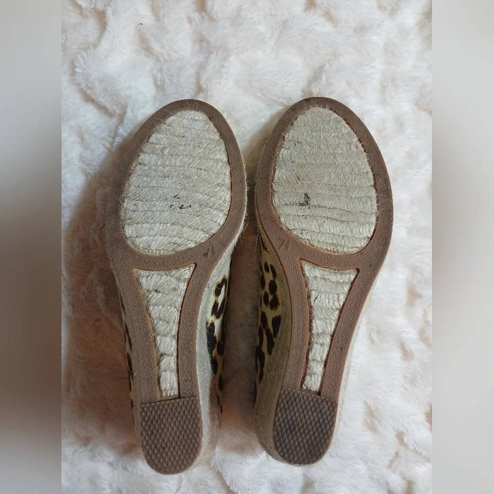 J. Crew Shoes Womens 7.5 Brown Seville Espadrille Wedge Leopard Canvas